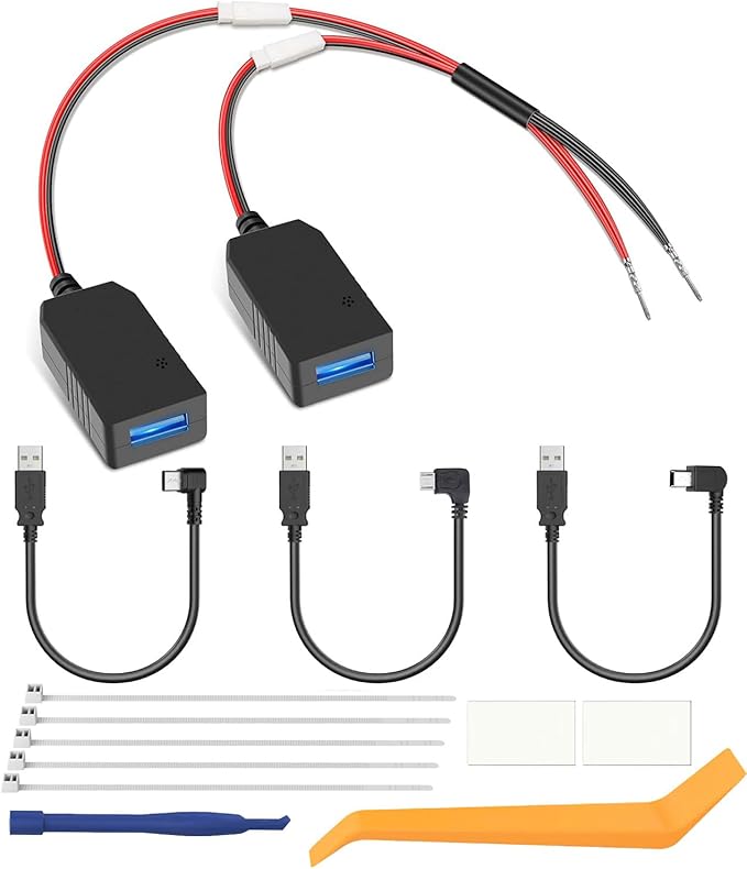 YQMAJIM Dashcam Power Adapter,(Universal) Compatible with All Models,Dual DC Buck Converter 12V to 5V,Dash Cam Hardwire Kit,Built-in Hide USB to GPS Radar Mirror Camera Dashcam Charger Adapter Cable