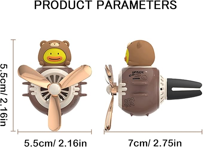 2 Pieces Car Air Fresheners, Cute Rabbit and Cat Pilot Car Diffuser, Propeller Air Outlet Vent Fresheners, Suitable for Automotive Interior Decoration (Cat+Rabbit)