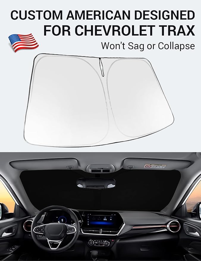Proadsy Windshield Sun Shade for Chevrolet Trax 2024 2025 2026 Custom Fit Foldable Front Sunshade Protector Sun Visor Blocks UV Rays Keep Car Cooler Accessories