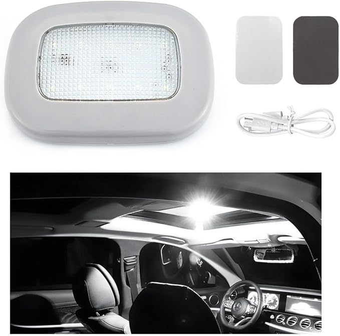 Ohleats Car Interior Ceiling Roof Lights, Magnetic Rechargeable USB Wireless Dome Lamp, LED Auto Map Reading Light Cover for Insider Roof Ceiling, Universal Car Accessories (Gray)