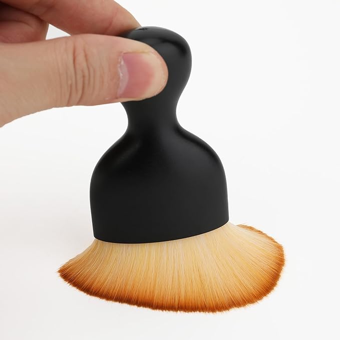 Car Detailing Brush, Soft Bristle Cleaning Brush, Scratch-Free Auto Duster Tool for Dashboard, Air Vents, Leather & Interior Cleaning (Black&Brown)