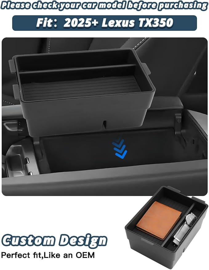 Ruiya 2024-2025 2026 TX350 Center Console Organizer for Lexus TX350 Accessories ABS Double Layer Armrest Console Organizer Compatible with 2024 2025 2026 Lexus TX 350 All Trims(2Packs)