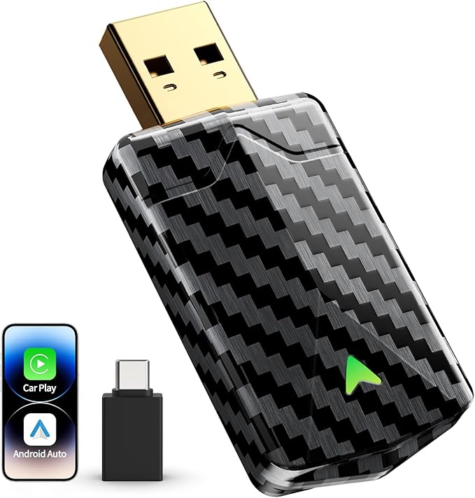 Ultral Mini Wireless CarPlay Adapter for Apple iPhone - Plug & Play, No Lantency, Converts Wired to Wireless Car Play Dongle, Fast Stable for Cars 2016+ with Apple CarPlay Carbon