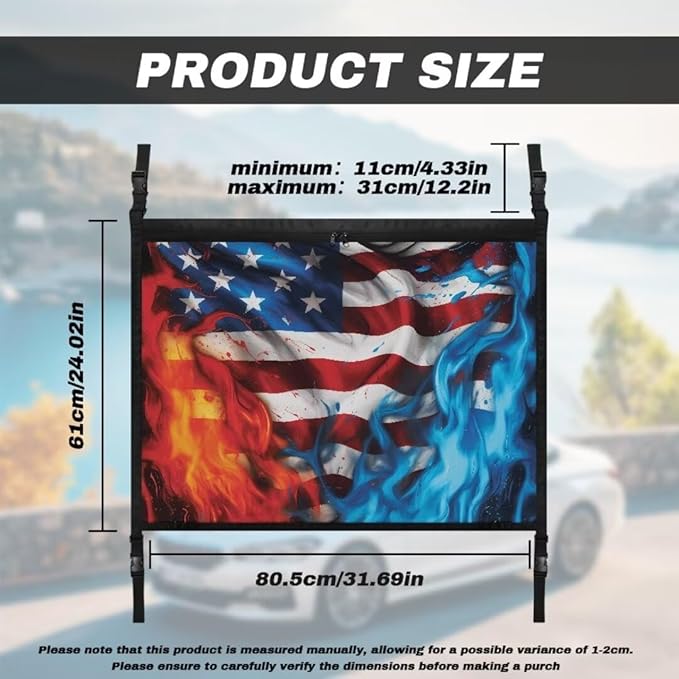 Fire USA Flag Car Roof Storage Bag Car Organizer for Car Seat Multi-Purpose Car Bag Storage Box Organizer Pouch Pocket Can Hold Mobile Phone, Wallet, Glasses