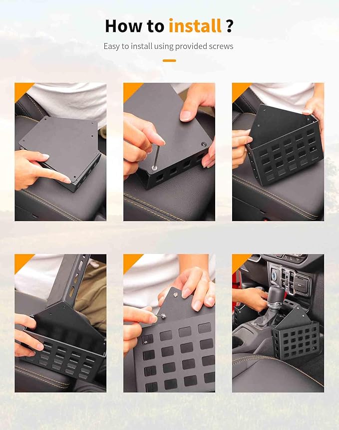 Hoolcar Center Console Gear Shift Organizer Tray Compatible with Jeep Wrangler JL/JLU 2018-2024 & Jeep Gladiator JT Truck 2020-2023 Storage Box, Interior Accessories, Black