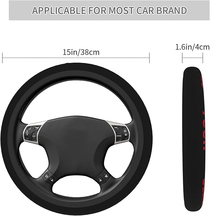 Custom Steering Wheel Cover - Personalized Anti Slip Car Wheel Protector - Add Your Image Text Universal 15 Inch Fit Suit For Cars, Truck, Suv, Trailer (Custom, One Size)