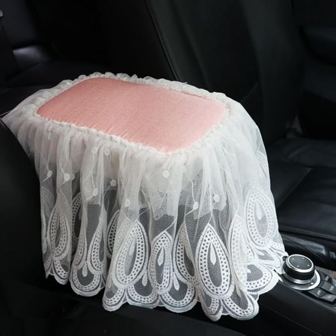 Universal Car Center Console Cushion Pad,Tassel Lace Car Center Console Cover Auto Armrest Seat Box Cover Protector for Most Vehicle SUV Truck Car (7)