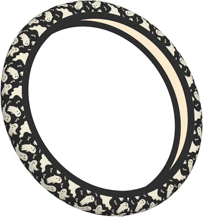 Ghost Pattern Steering Wheel Cover Universal 15 Inch Cute Car Accessories Protector for Women Men