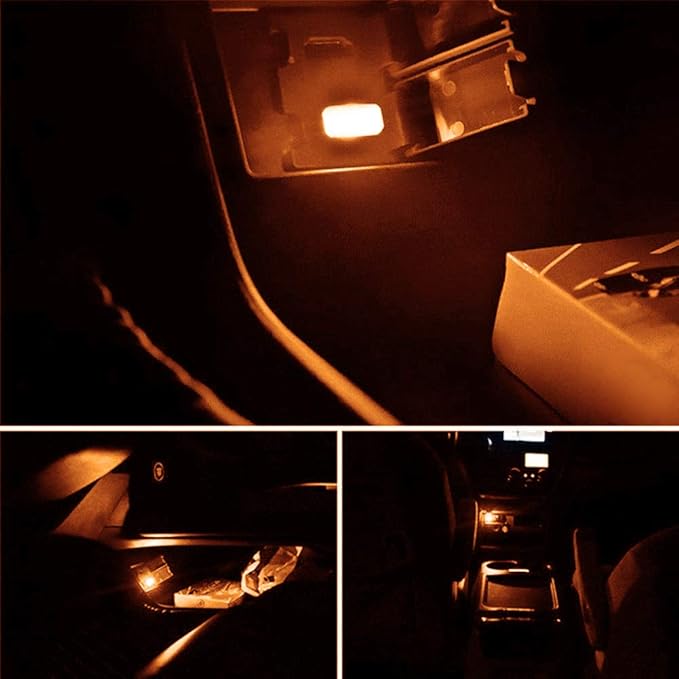 iJDMTOY Amber Yellow USB Plug-in Miniature/Nano LED Car Interior Ambient Accent Lighting Kit