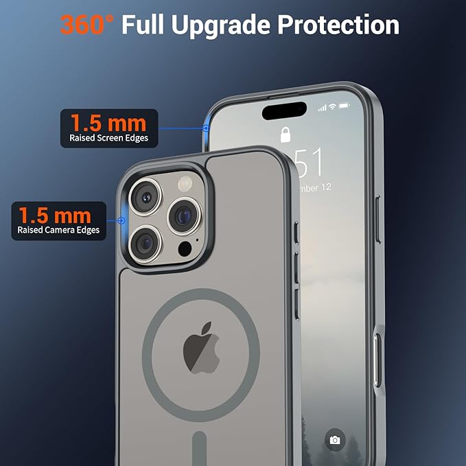 SUPFINE Magnetic for iPhone 16 Pro Case (Compatible with MagSafe) (Military Grade Drop Protection) Slim Translucent Matte Shockproof with Anti-Fingerprint Phone Case,Gray