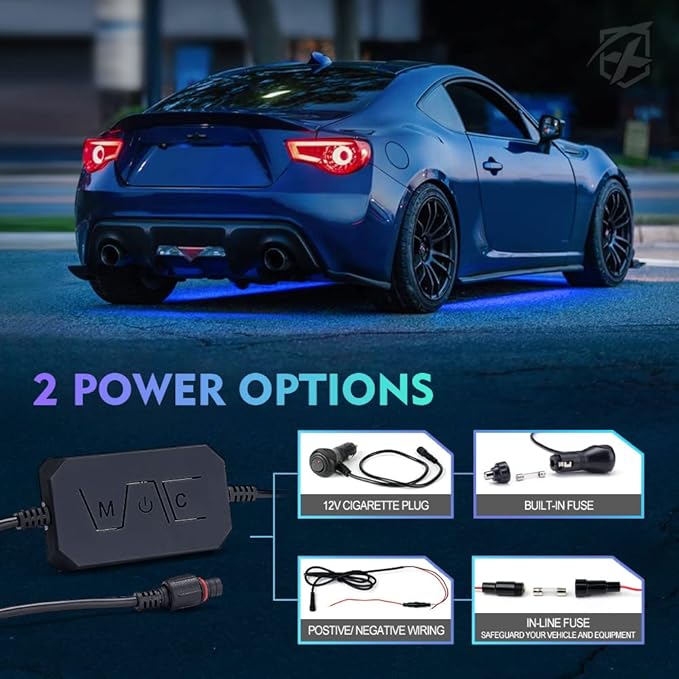 Underglow LED Lights for Cars, Xprite 4 PCS Aluminum Car Underglow Kit with Bluetooth & Wireless Remote Control, 12V 252 LEDs Car Lights Exterior Underbody Strips for Trucks SUV Vans