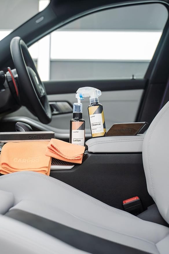 CARPRO Skincare Leather Kit: Car Leather Cleaner, Leather Conditioner, Brush & Towel - Clean and Condition All Types of Leather - Prevent Car Leather Seats from Fading, Cracking & Drying Out