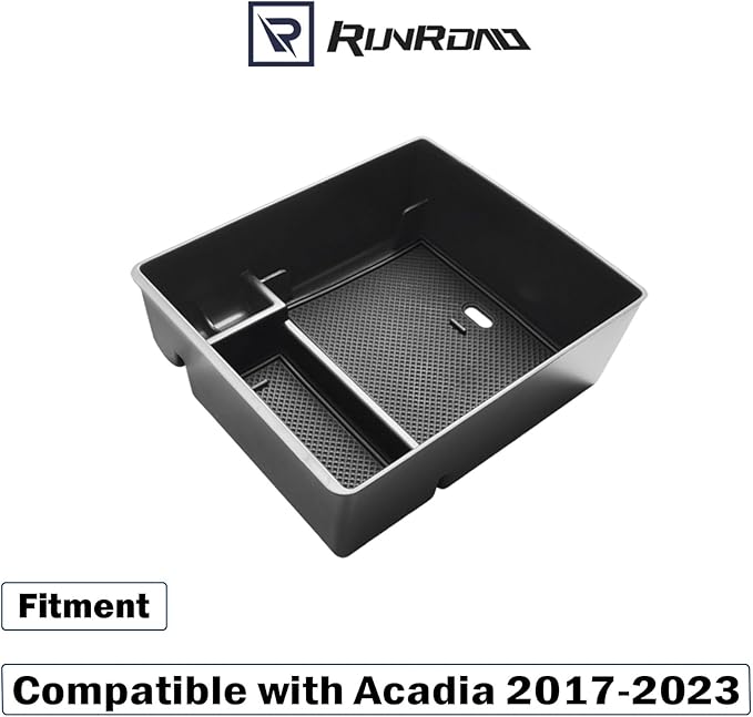 RUNROAD Center Console Organizer Compatible with GMC Acadia 2017-2023 Accessories, Insert Armrest Storage Tray Console Organizer Secondary Storage Box, Black