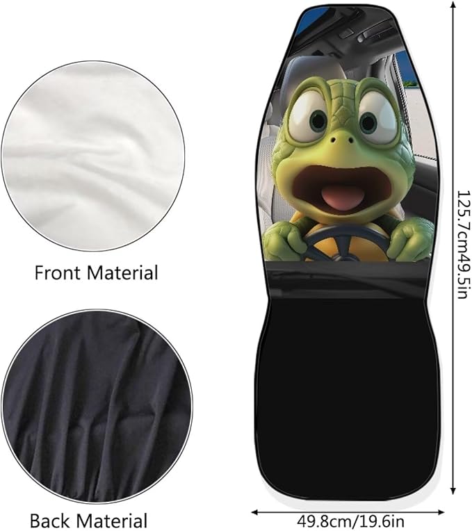 Funny Car Seat Cover Front Seats Only,Cartoon Turtle Driver Seat Cover Soft Saddle Blanket Cushion Cover for SUV,Vans,Sedans,Trucks