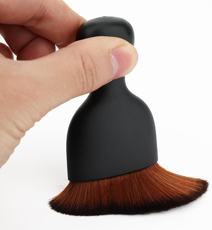 Car Detailing Brush, Soft Bristle Cleaning Brush, Scratch-Free Auto Duster Tool for Dashboard, Air Vents, Leather & Interior Cleaning (Black&Dark Brown)