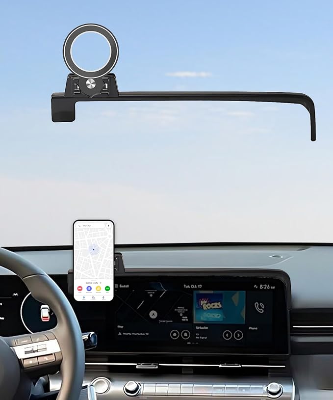 Car Phone Holder for Hyundai Kona/EV/Kona Electric 2024 2025 2026 Accessories Apply to 12.3 Inch Touch Screen Fixed Clip Magnetic Cell Phone Mount Hands-Free 360° Rotation