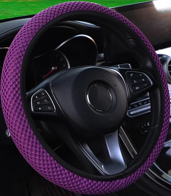 Hiflyer Car Steering Wheel Cover Women & Men, Universal 14.5-15 Inch Steering Wheel Covers, Soft Microfiber Car Wheel Cover Car Stuff Car Accessories Interior (Violet)