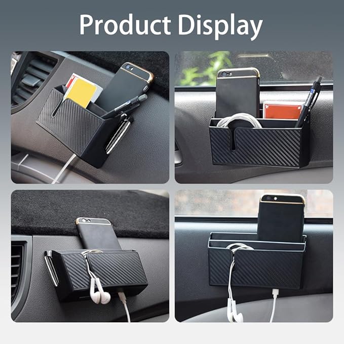 HAOBO Universal Car Storage Box, Car Storage Box for Mobile Phone, Multifunctional Auto Dashboard Pocket Organizer, Interior Accessories Carbon Fiber Car Pocket Organizer for Phone Key Pen Coin
