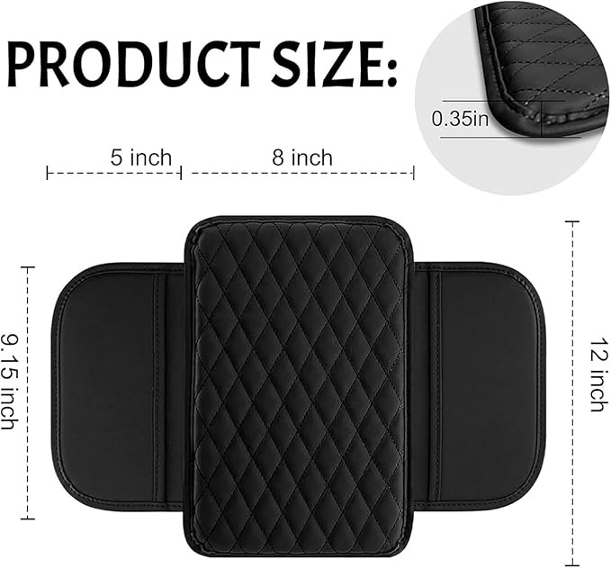 Car Armrest Cushion for Isuzu D-MAX MU-X 2015-2025, Center Console Covers Pad Leather Accessories, Arm Rest Protector Mat with Side Storage Bag for SUV/Sedan/Truck,A/Black
