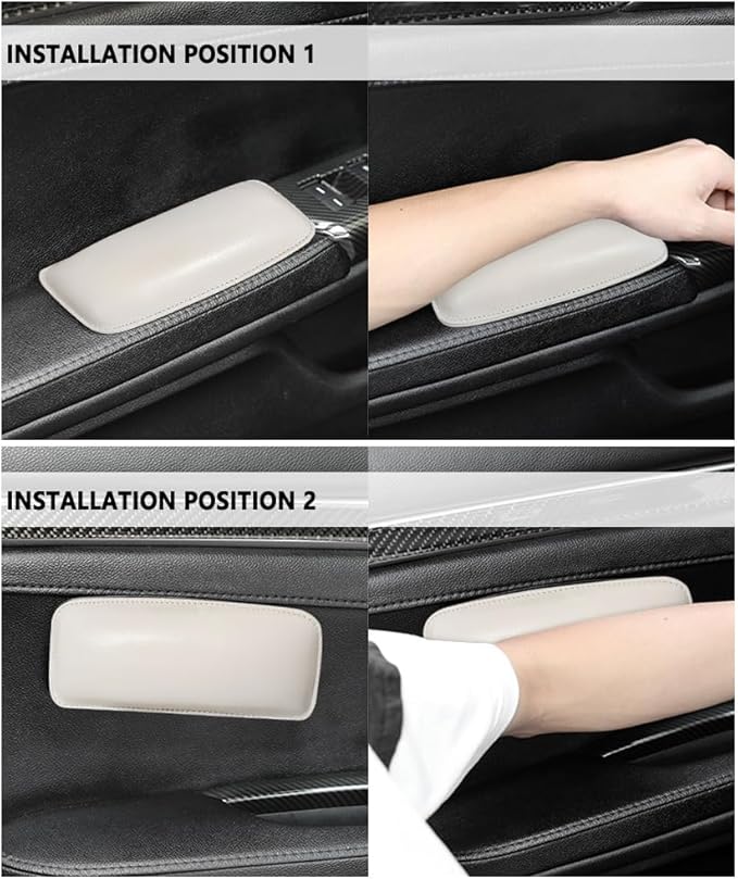 2PCS Car Knee Cushion,Soft Leather Car Door Armrest Pad for Knee Leg Elbow,Universal Car Center Console Cushion Pad Comfort Pillow Car Interior Accessories for Most Car SUV (Beige)