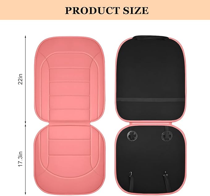 Car Seat Cushion, Leather Soft Breathable Non-Slip Vehicle Front Driver Seat Cover Pad, Comfortable Auto Interior Chair Protector Cushion, Universal for Truck SUV Sedan (Pink)