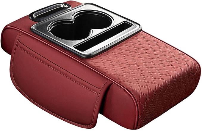 Car Center Console Pad PU Leather Armrest Organizer with Tissue Box Slot for Vehicles, Style I