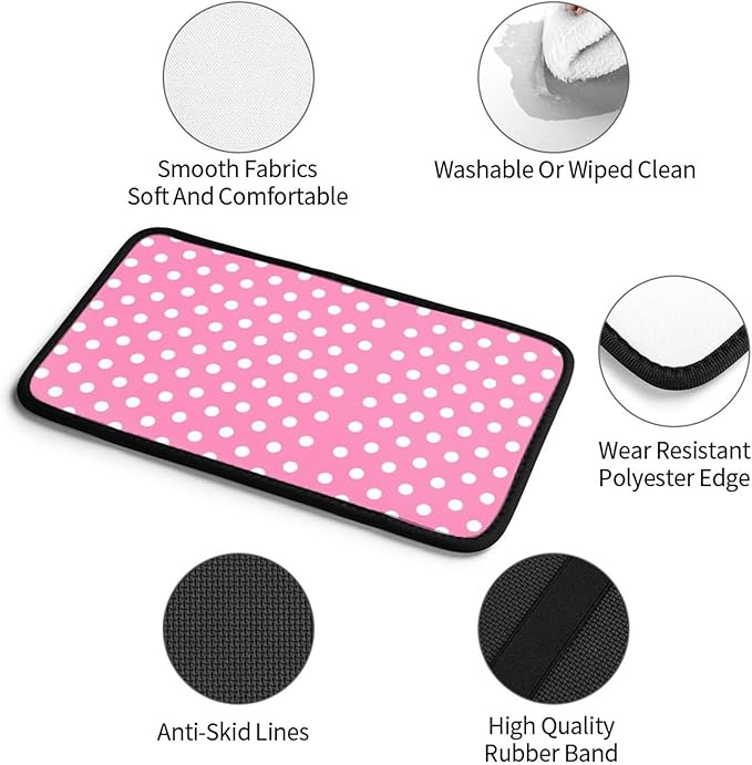 Car Armrest Cover Auto Center Console Pad Arm Rest Cushion Soft Car Accessories Universal for Most Vehicle (Pink Polka Dot Pattern Design)
