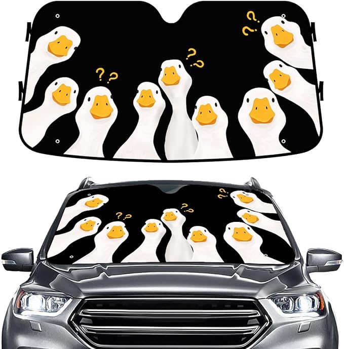 GENANY Silly Goose Windshield Sun Shade for Car SUV Truck (55x30 Inches), Front Window Visor for Windows, Protector Blocks UV