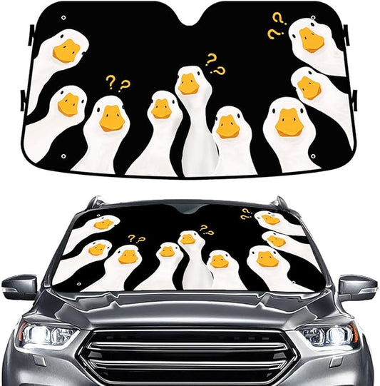 GENANY Silly Goose Windshield Sun Shade for Car SUV Truck (55x30 Inches), Front Window Visor for Windows, Protector Blocks UV