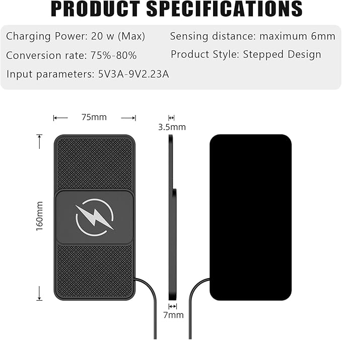 Wireless Car Phone Charger for Lincoln Corsair Nautilus Aviator Navigator, Type C/USB 20W Fast Charging Pad, Non-Slip Charging Station for Travel Home Office Desk, Lightweight, USB