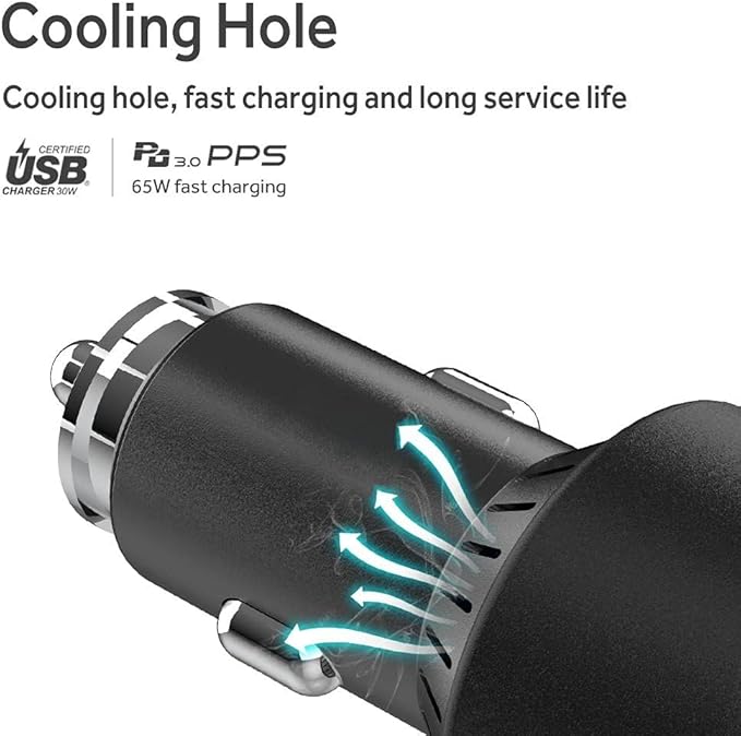 BoxWave Car Charger Compatible with ASUS ROG Ally Z1 Extreme - PD Car Charger Bundle (65W), Power Delivery Cable Car Adapter - Jet Black