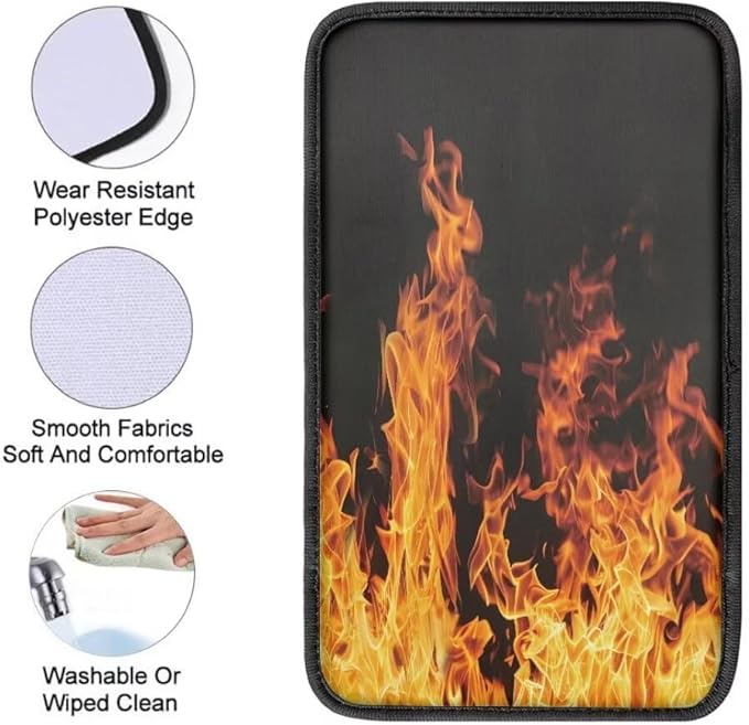 Coldinair Fire Flame Universal Car Center Console Pad Soft Armrest Protector Cover Fit for Most Vehicle,SUV,Truck,Car Interior Accessories Decor