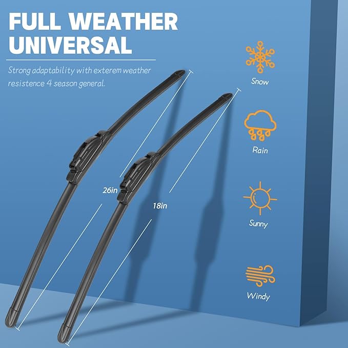 MIKKUPPA 26"+18"+10" Windshield Wipers - Replacement for 2020-2023 Toyota Highlander - U/J Hook All Season Wiper Blades, Pack of 3