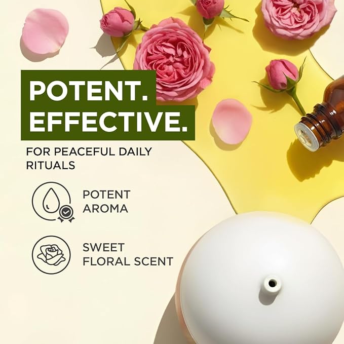 100% Pure Rose Otto Essential Oil - 0.34 Fl Oz - Rose Otto Oil for Hair, Skin, Diffuser, Aromatherapy & DIY Candle Making Scent