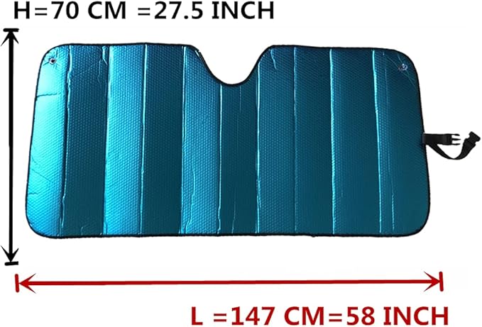 Car Sun Shade, Sun Protector,Foldable Front Window Shade-Thicken 5-Layer Bubble for Auto Windshield UV Protection and Heat Reflector 58"x 27.5" (Blue)