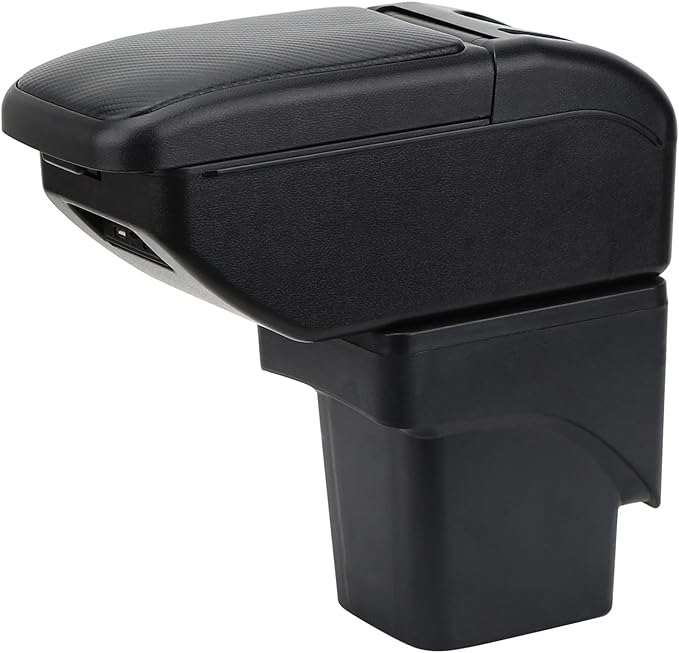 AULPHIKE Compatible with Ford Focus Armrest 2 Mk2 2005-2011 Car Center Console Organizer Armrests Double Layer Storage with USB Ports（Carbon Fiber Style）