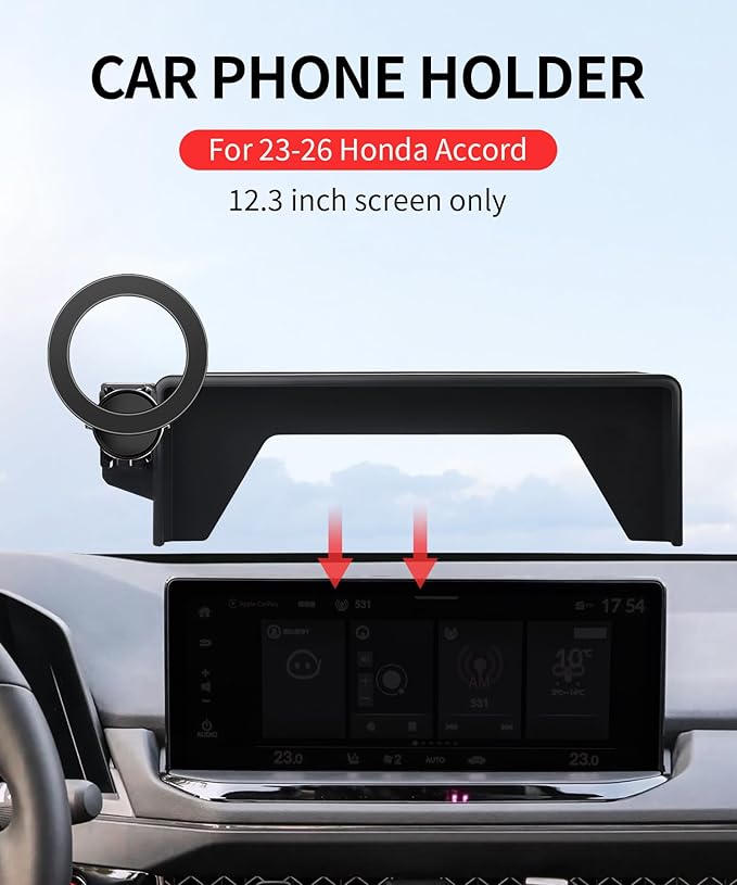 MaserWeller Car Phone Holder for Honda Accord 2023-2026 Accessories 12.3-Inch Screen Fixed Clip, 360° Rotation Phone Mount Compatible with MagSafe, Cell Phone Holder That Does Not Affect Air Vent