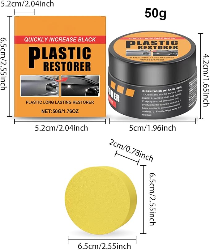 Car Trim Restorer, 50g Long-Lasting Scratch Repair Cream, Car Interior Cleaner with Sponge for Automotive Dashboard Leather Restoration Detailing Maintenance