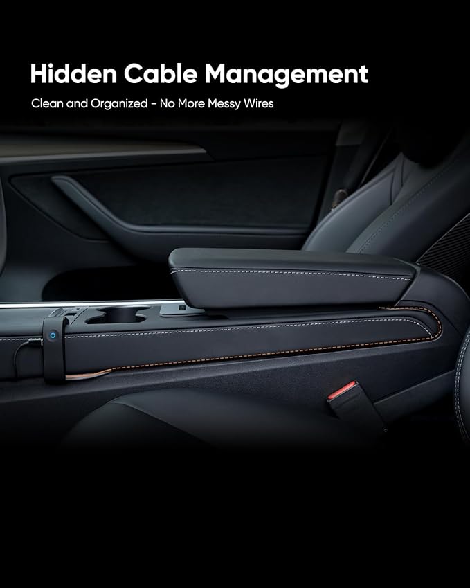 Tesla Model 3/Y USB Hub - Center Console Fast Charging Adapter, 100W Max Power, Hidden Cable Management, IPS Display, Smart Power Distribution for Tesla Model 3 (2021-2023) & Model Y Accessories