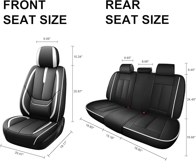 Fit for 98% of Mercedes Benz Car Seat Covers, Premium Nappa Leather Seat Cover, Fully Wrapped Protect Modern Style Seat Cover (5-Seat Standard, Black & White)