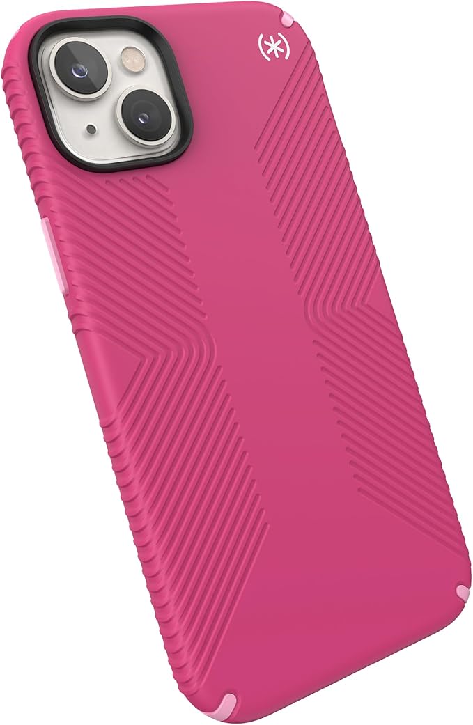 Speck iPhone 14 Plus Case - Drop Protection, Scratch Resistant, Dual Layer Slim Phone Case for 6.7 Inch iPhones 14 Plus - Built for MagSafe - Presidio2 Grip - Digital Pink/Blossom Pink/White