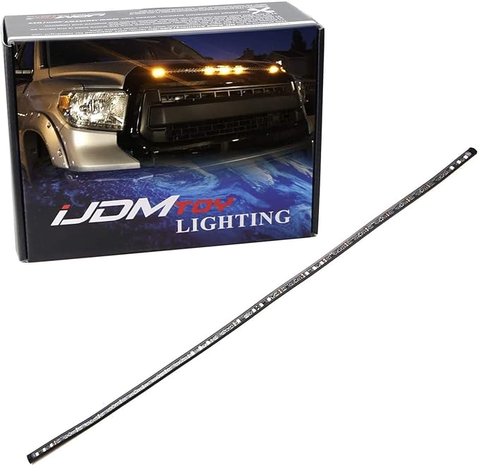 iJDMTOY 5-Bar/Section Amber Yellow 15-LED Hood Bulge Behind Grille Light Kit Compatible with Toyota 2014-2021 Tundra