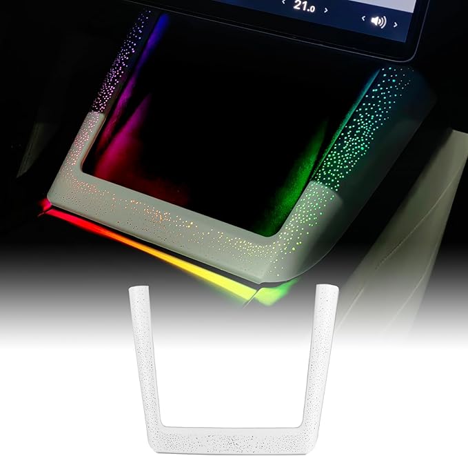 Ambient Lighting Wireless Charging Frame for 2025-2026 Tesla Model Y (Includes Juniper) 2024-2026 Tesla Model 3 PC Stylish Decorative Accessories (Little Starry Sky, White)