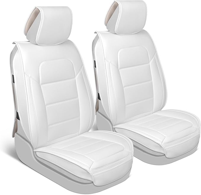 Classic Faux Leather Front Seat Covers – 2-Piece Set for Cars, Trucks & SUVs – Semi-Universal Fit, Napa Style Cushion with Interior Protector – Stylish, Durable, Easy to Install