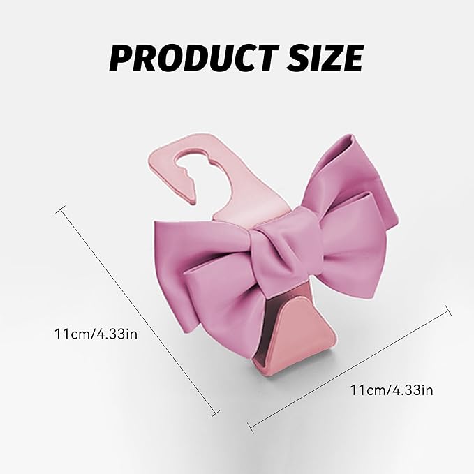 2 PCS Car Seat Headrest Hooks, Cute Bow Shaped Vehicle Backseat Storage Hooks, Leather Bow Shaped Sturdy Car Seat Back Hooks for Purses/Coats, Car Accessories (Pink)
