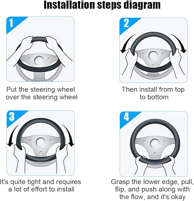 Bling Car Steering Wheel Cover, 15 Inch Elastic Stretch Crystal Rhinestone Vehicle Steering Wheel Protector, Anti-Slip Auto Interior Protective Cover, Universal for SUV RV Truck (Blue)