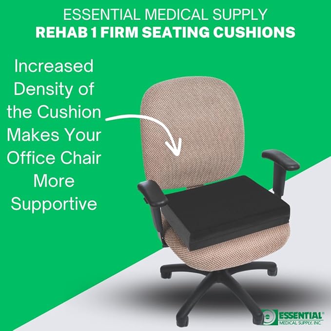 Essential Medical Supply Rehab 1 Foam Cushion - Extra Thick Seat Cushion for Office Chair, Wheelchair, and Car - Provides Additional Support and Pain Relief for Seniors - 18" x 16" x 4"