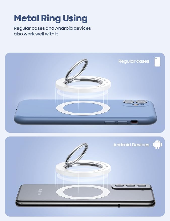 Lamicall Magnetic Phone Grip for MagSafe Accessories - 2025 [Upgraded Strong Magnet] Finger Ring Holder, 1s Snap Stand, Mag Safe Kickstand Accessories for iPhone 16 Pro Max, Androids