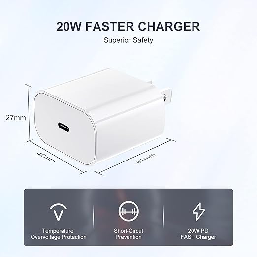 iPhone Charger Fast Charging Block,[MFi Certified] Wall Charger Plug and 6ft USB C to Lightning Cable Cord, Type C Power Adapter Cube Brick Box for iPhone 14 Pro Max/14/13 Pro/12 Mini/12/11/iPad