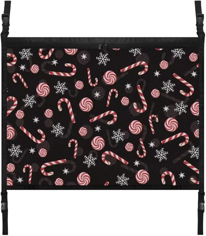 Candy Snowflake Car Roof Storage Bag Car Seat Storage Hanging Bag Premium Car Seat Organizer One-Size-Fits Tidy Pouch Pocket Storage for Small Items